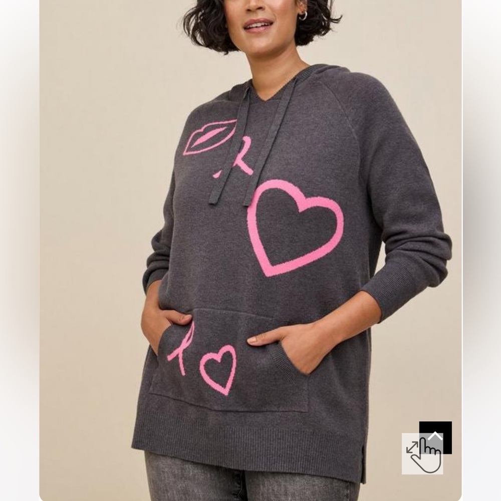 Torrid Gray and Pink Graphic Sweater